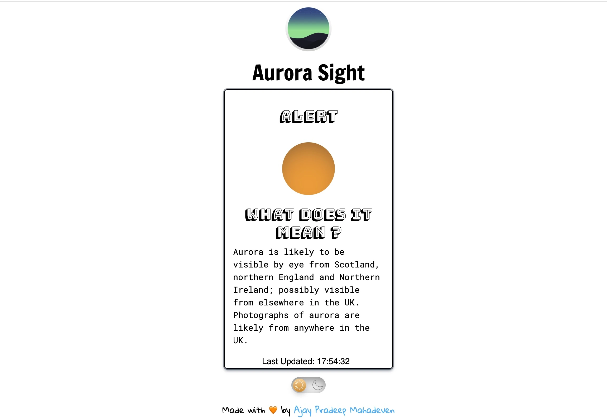 Aurora Sight website 