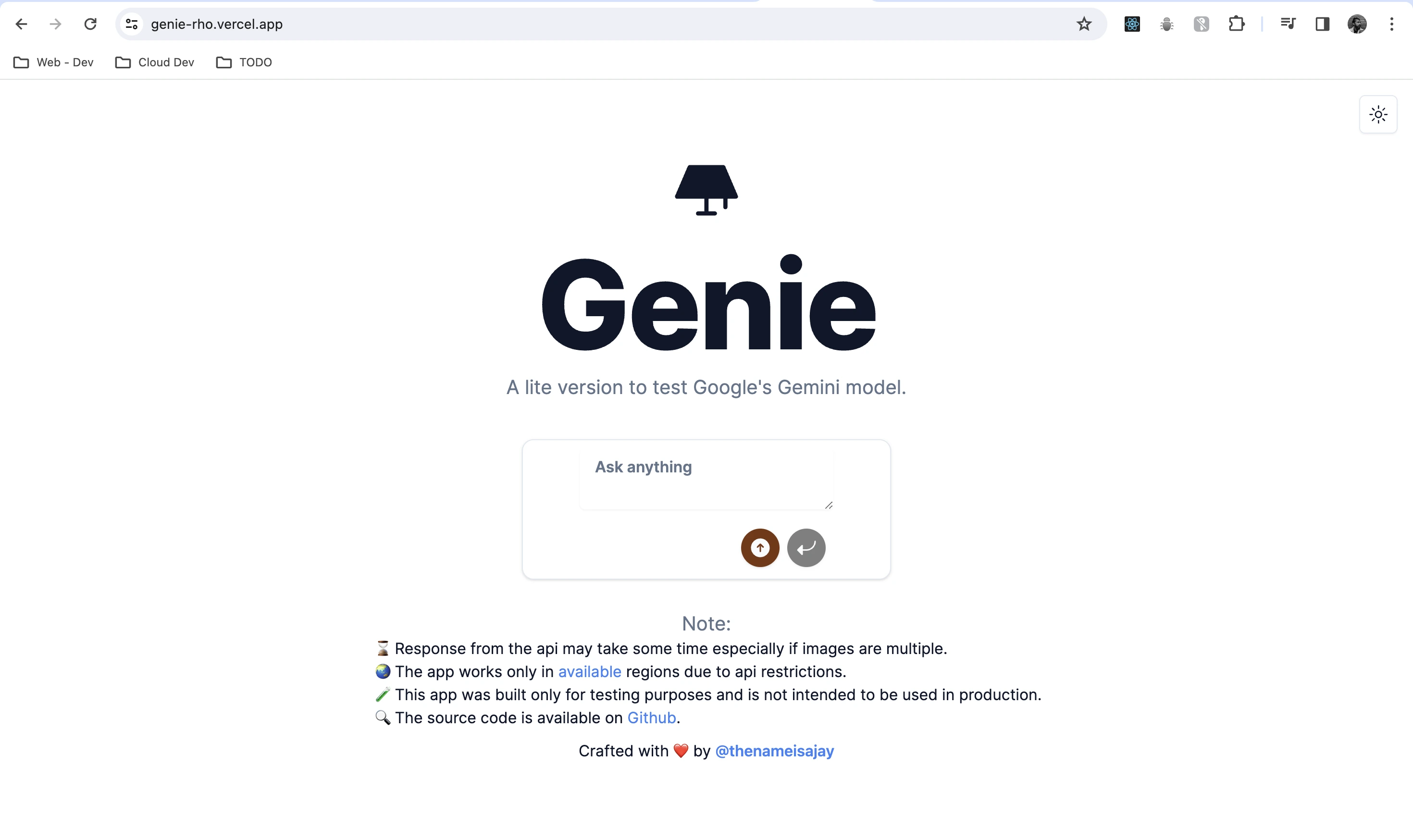 Genie Application (Lite Chatbot)