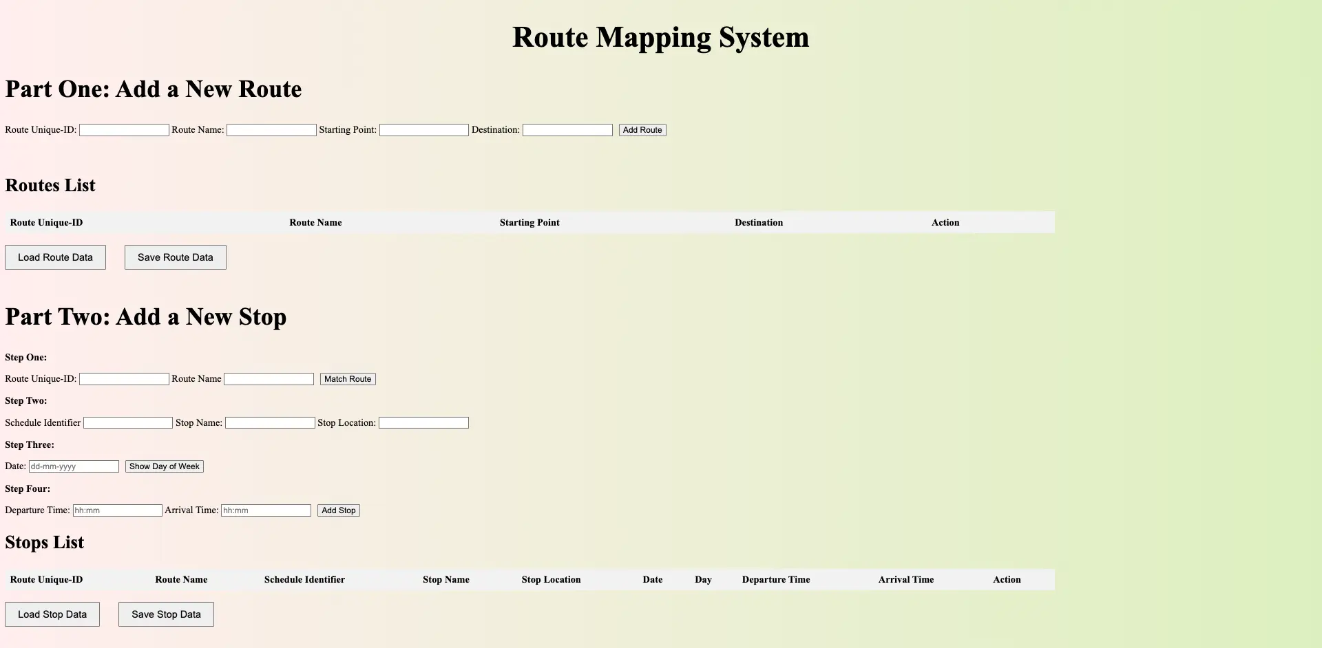 Route Mapping Application